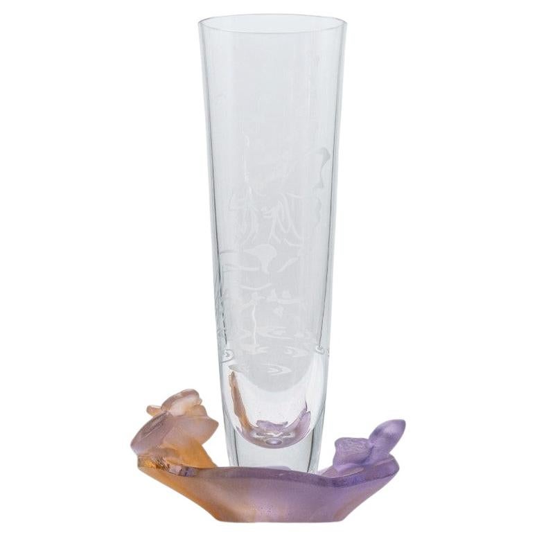 Vasi Soliflores in vetro artistico Daum, Arancione violetto, Francia in vendita