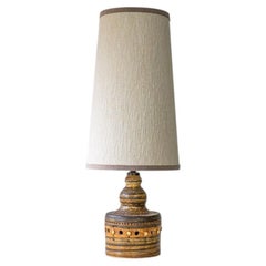 Georges Pelletier Cylindric Brown Ceramic Lamp, Custom Silk Shade by R. Houben