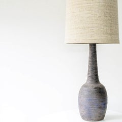 Large Lilac Ceramic Lamp, Custom Made Beige Lampshade by R. Houben