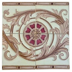 1 of the 12 Sets Art Deco Glazed Relief Tiles by Freres and Hemiksen, circa 1920