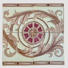 1 of the 12 Sets Art Deco Glazed Relief Tiles by Freres and Hemiksen, circa 1920