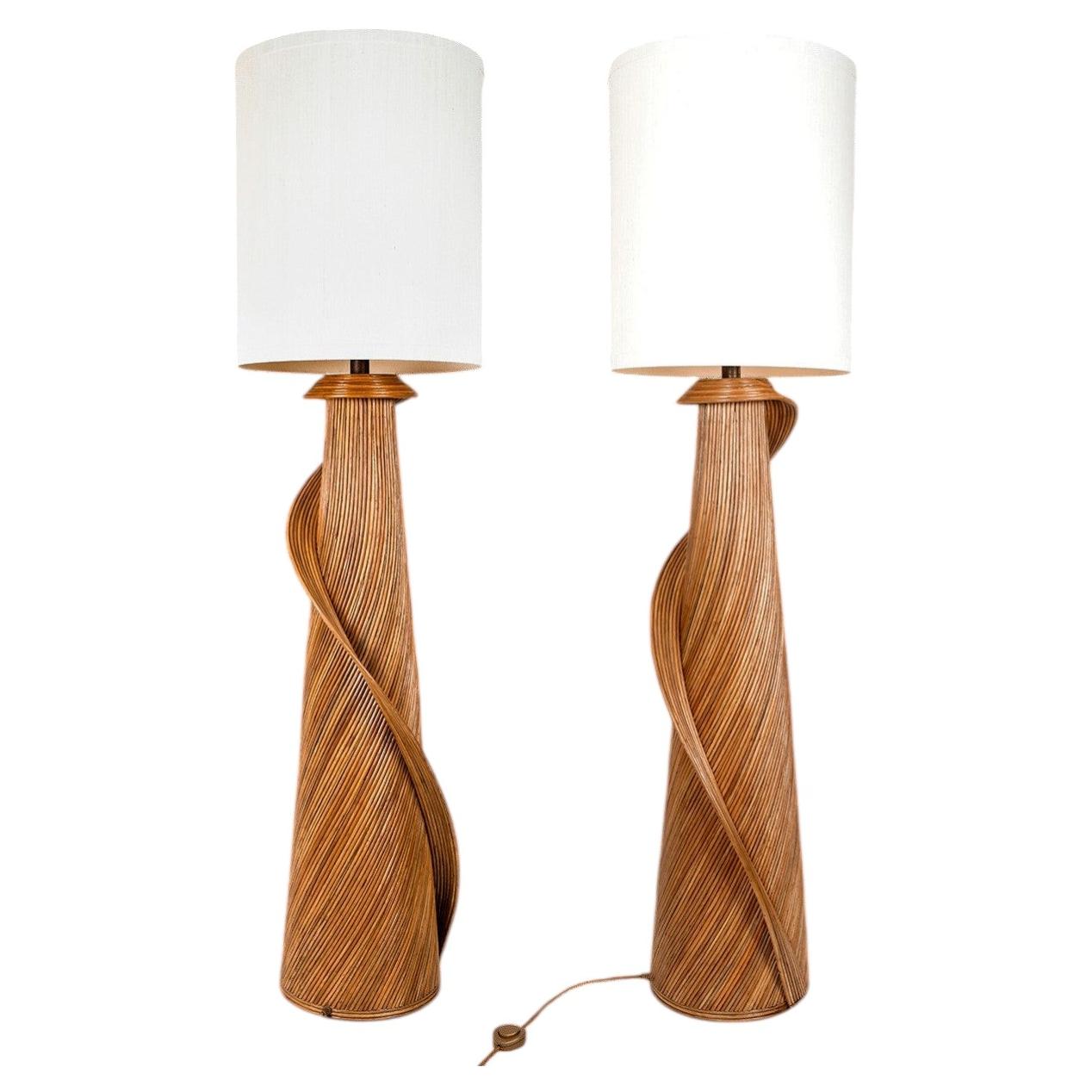 1 of the 2 of Huge Rattan Floor Lamps, René Houben For Sale