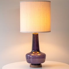 1 of the 2 Holmegaard Lilac Ceramic Lamps, Custom Lampshades by R. Houben