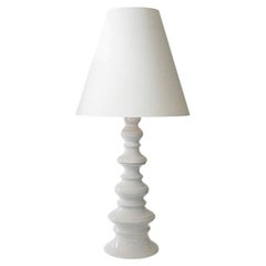 Margrit Linck-Daepp White Totem Lamp, Custom Tapered Silk Lampshade by R. Houben