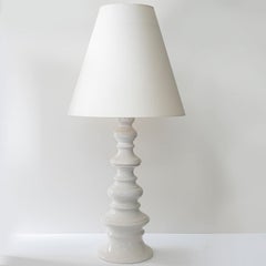Margrit Linck-Daepp White Totem Lamp, Custom Tapered Silk Lampshade by R. Houben