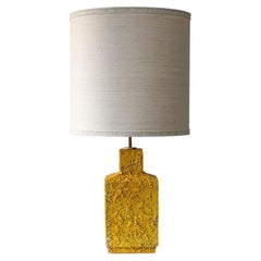 Yellow Ceramic Cube TableLamp Combined with Neutral Shade by R. Houben