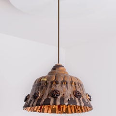 Ceramic Brown Beige Pendant in style of Axella, Denmark 1960