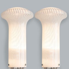 1 of the 2 Mario Ticco Glass Spiral 'Boletus' Table Lamps by Venini, Italy 1970