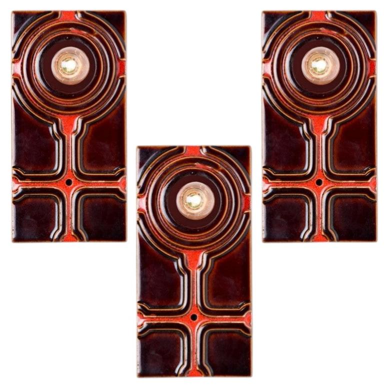 1 von 3 quadratischen Wandleuchten aus Keramik, 1970
