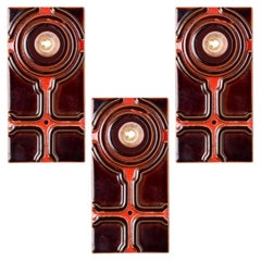 1 von 3 quadratischen Wandleuchten aus Keramik, 1970