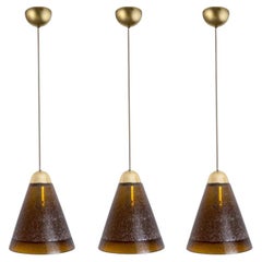 1 of the 8 Brown Glass Pendants, Peill Putzler, 1970
