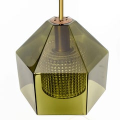 Set of 3 Green Glass Pendants by Carl Fagerlund for Orrefors, 1960s