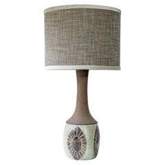 Large Chris Haslev Green Ceramic Lamp, Silk Lampshade by R. Houben