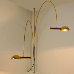 Florian Schulz Double Ball Brass Arc Floor Lamp, Height Adjustable, 1970