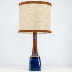 1 der 2 Keramik-Tischlampen von Søholm, maßgefertigte Lampenschirme von R. Houben