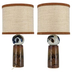 1 of the 2 Sculptural Ceramic Lamp by Rorstrand Ateljé, Lampshade by R. Houben