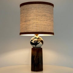 1 of the 2 Sculptural Ceramic Lamp by Rorstrand Ateljé, Lampshade by R. Houben