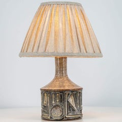 1 of the 2 Axella Ceramic Beige Brown Lamp by Jette Helleroe, Denmark 1970