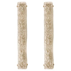 1 of the 2 Tube Textured Glass and Brass Wall Lights Germany, 1970s