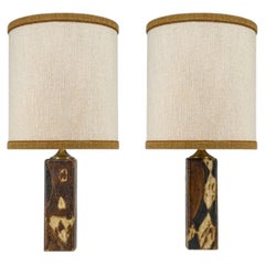 1 of the 2 Ceramic Lamps by Trille Jørgense, Custom Lampshade by R. Houben