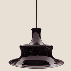 Pair of Aubergine Glass Holmegaard Hanging Lamps, 1970