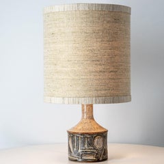 1 of the 2 Axella Ceramic Brown Lamps by Jette Helleroe, Denmark 1970
