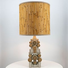 Ceramic Floor/Table Lamp B. Rooke, Natural Custom Made Lampshade by R. Houben