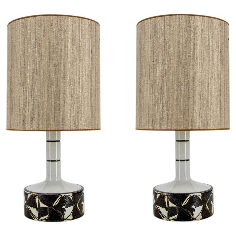 1 of the 2 Ceramic Lamps by Royal Copenhagen, Custom Made Lampshade by R. Houben