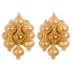 Pair of Amber Glass Tulipan Wall Lamps or Sconces by J.T. Kalmar, 1960s