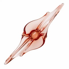 Val Saint Lambert Organic Soft Peach Glass Bowl, Belgium 1970s