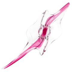 Val Saint Lambert Organic Clear Pink Glass Bowl, Belgium 1980s