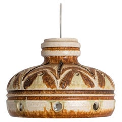 Cloche Ivory Terra Ceramic Pendant Light, Denmark, 1970