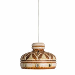 Cloche Ivory Terra Ceramic Pendant Light, Denmark, 1970