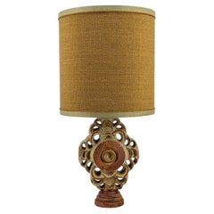 Ceramic Floor/Table Lamp B. Rooke, Ochre Custom Made Lampshade by R. Houben