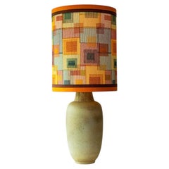 Elongated Ovoid Lime Green Ceramic Table Floor Lamp with Lampshade by R. Houben
