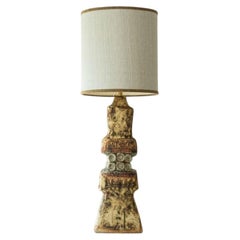 Grande lampe de bureau en céramique de B. Rooke, nouvel abat-jour de R. Houben, 1970