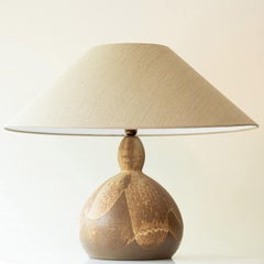 Brown Ceramic Table Lamp, Neutral Lampshade by R. Houben, 1970