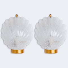 Pair of Shell Shaped Brass and Glass Wall Lights, Limburg, Germany