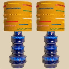 Unique pair of Large Scheurich Ceramic Lamps with New Custom Lampshades