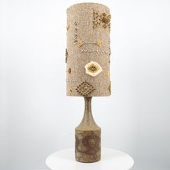 XXL Ceramic Table Lamp by Mette Stiil with Custom Lampshade, Denmark 1960