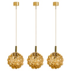 1 of the 3 Bubbled Glass Pendants by Helena Tynell, Germany 1970