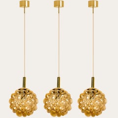 1 of the 3 Bubbled Glass Pendants by Helena Tynell, Germany 1970