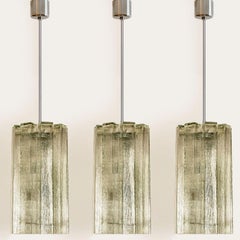 Doria Ribbled Glass and Chrome Pendant, Germany 1960s