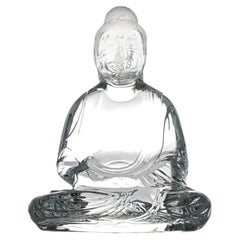 Large Baccarat Signed Crystal Buddha Sculpture, France