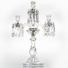Schöner Baccarat Kandelaber aus klarem Kristall für 3 Kerzen, Frankreich