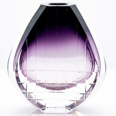 Baccarat Thomas Bastide Geometric Vase Violet Clear Crystal Glass, France