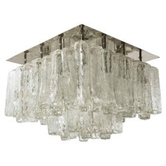 1 of the 6 Large Kalmar Granada Chrome Glass Flush Mounts, 1970s