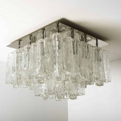 1 of the 6 Large Kalmar Granada Chrome Glass Flush Mounts, 1970s