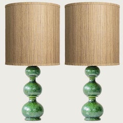 1 of the 2 Kaiser Green Curved Ceramic Lamp, Custom Lampshades by R. Houben