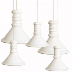 1 delle 5 lampade a sospensione rotonde Holmegaard di Michael Bang, 1970
